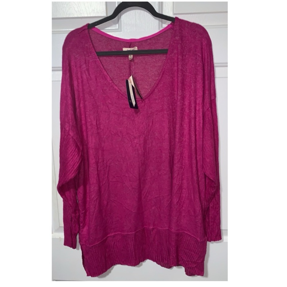 🎄 PER SE Pink V-neck Lightweight Sweater NWT 3X